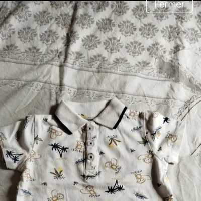 Polo blanc et animaux Mes petits cailloux 9/12 mois 